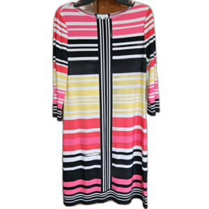 London Times Dress Womens Size 12 Shift dress color block stripes